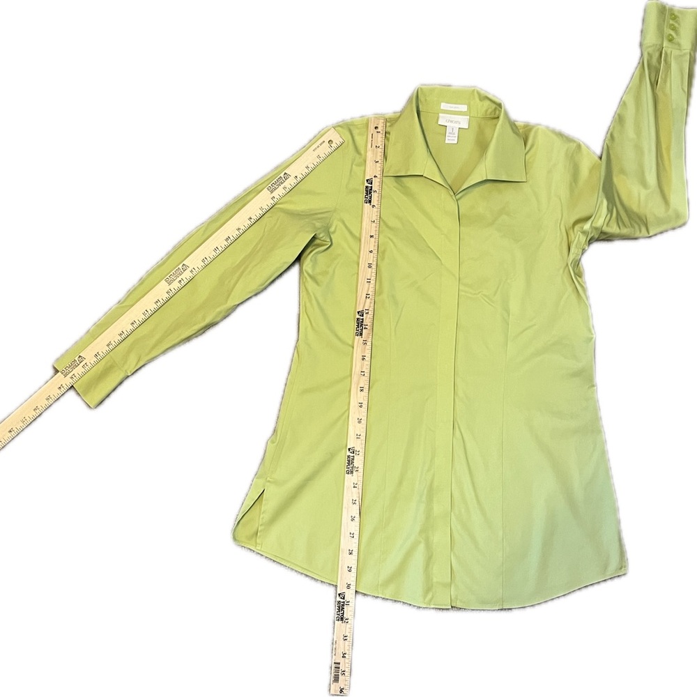 Chico’s No Iron Lime Green Button-Up Tunic size M - Picture 6 of 12